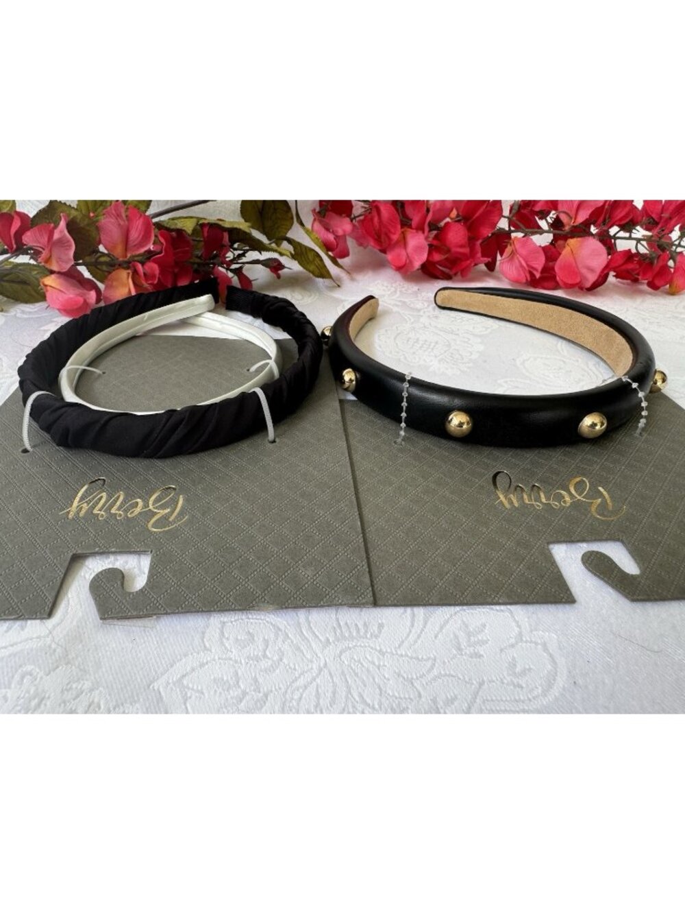 NORDSTROM Berry 3 PC Hair Accessories Bundle Lot Headband Studs Black Braid NEW